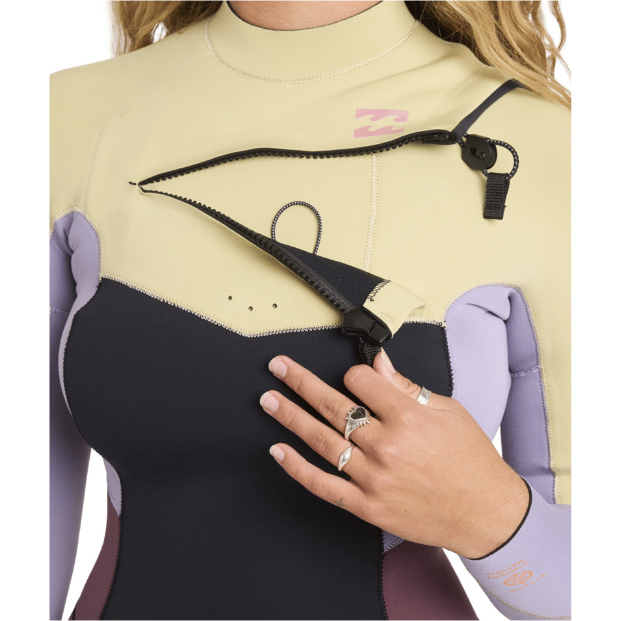 2026 Billabong Mulheres Synergy Natural 4/3mm Chest Zip Fato De Mergulho 24BW193515 - Grey Violet